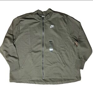 Nike Fleece Cardigan Sweatshirt  DJ6678-222 Women's Plus Size 2X Olive Green NWT